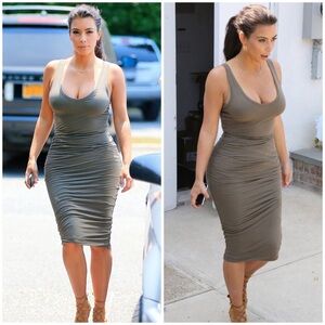 BRAND NEW JAMES PERSE SKINNY RUCHED TANK DRESS SIZE 0 KIM KARDASHIAN